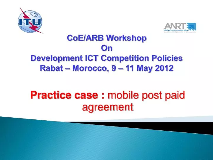 coe arb workshop on development ict competition policies rabat morocco 9 11 may 2012