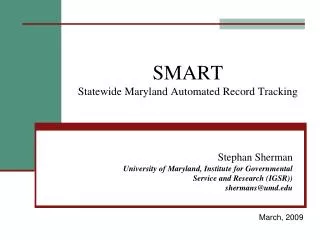 SMART Statewide Maryland Automated Record Tracking