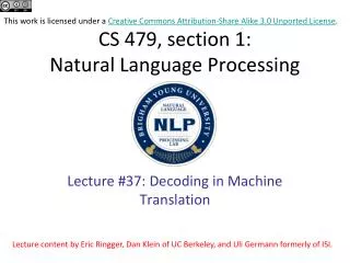 CS 479, section 1: Natural Language Processing