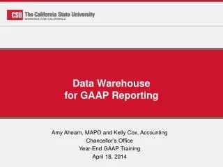 Data Warehouse for GAAP Reporting