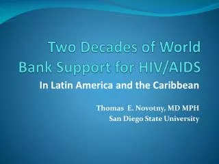 Two Decades of World Bank Support for HIV/AIDS