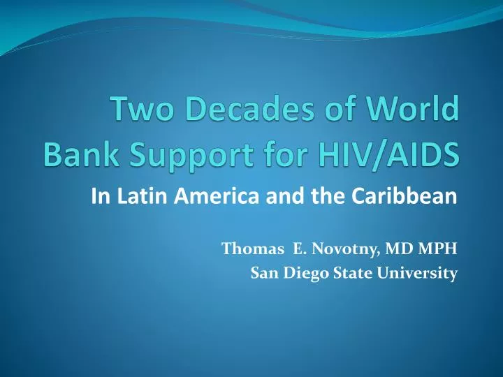 two decades of world bank support for hiv aids