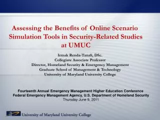 Assessing the Benefits of Online Scenario Simulation Tools in Security-Related Studies at UMUC