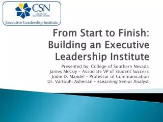 From Start to Finish: Building an Executive Leadership Institute