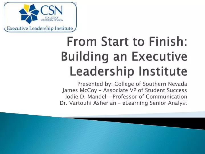 from start to finish building an executive leadership institute