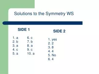 Solutions to the Symmetry WS