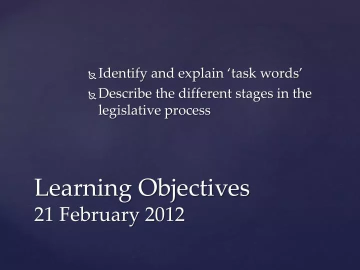 learning objectives 21 february 2012