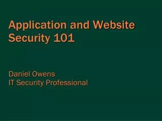 Application and Website Security 101