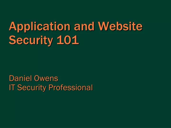 application and website security 101