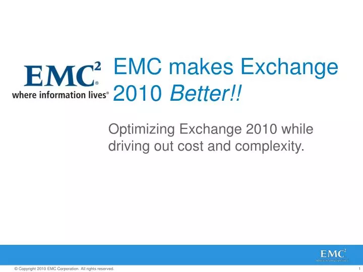 emc makes exchange 2010 better