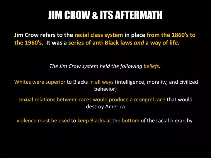 jim crow its aftermath