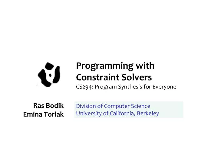 programming with constraint solvers cs294 program synthesis for everyone