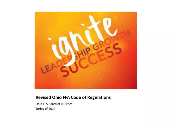 revised ohio ffa code of regulations