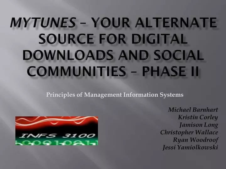 m ytunes your alternate source for digital downloads and social communities phase ii