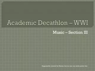 Academic Decathlon – WWI