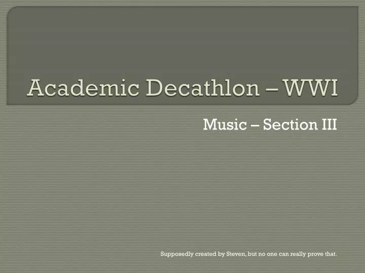 academic decathlon wwi