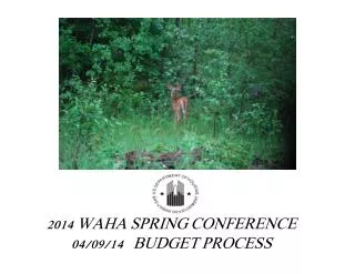 2014 WAHA SPRING CONFERENCE 04/09/14 BUDGET PROCESS