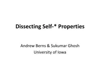 Dissecting Self-* Properties