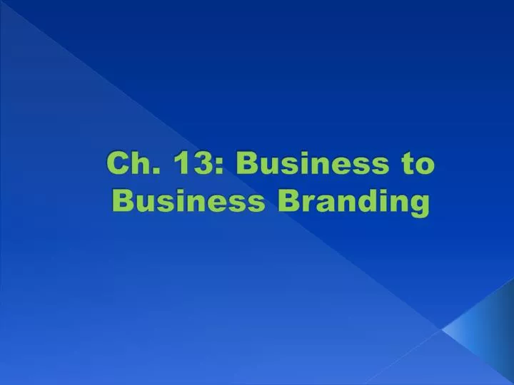 ch 13 business to business branding