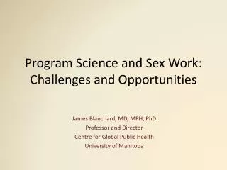 Program Science and Sex Work: Challenges and Opportunities