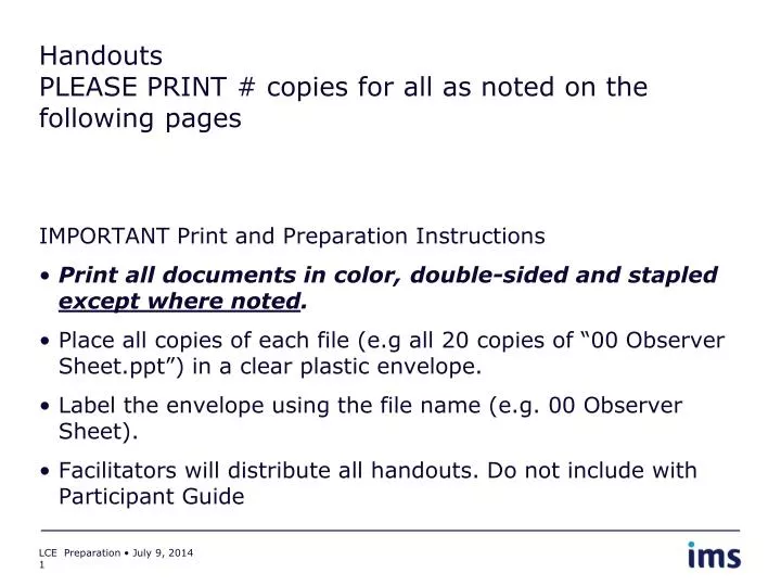 handouts please print copies for all as noted on the following pages