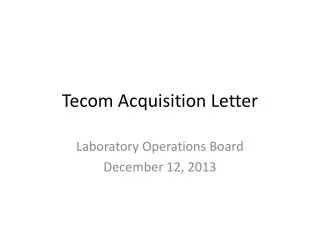 Tecom Acquisition Letter