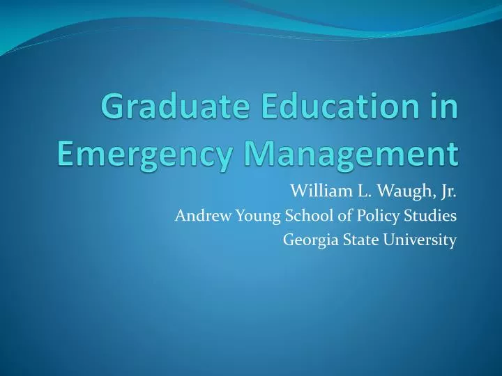 graduate education in emergency management