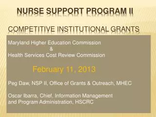 Nurse Support Program II Competitive Institutional Grants