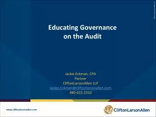Educating Governance on the Audit