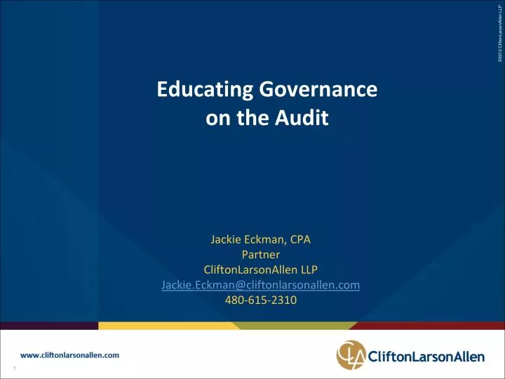 educating governance on the audit