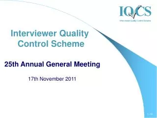 Interviewer Quality Control Scheme