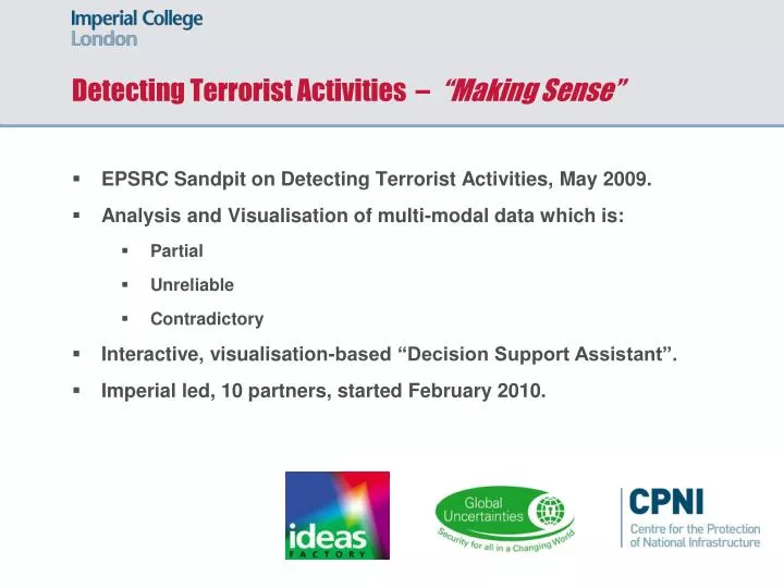 detecting terrorist activities making sense