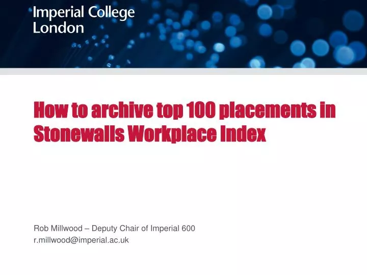 how to archive top 100 placements in stonewalls workplace index