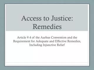Access to Justice: Remedies