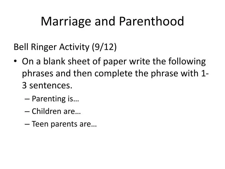 marriage and parenthood