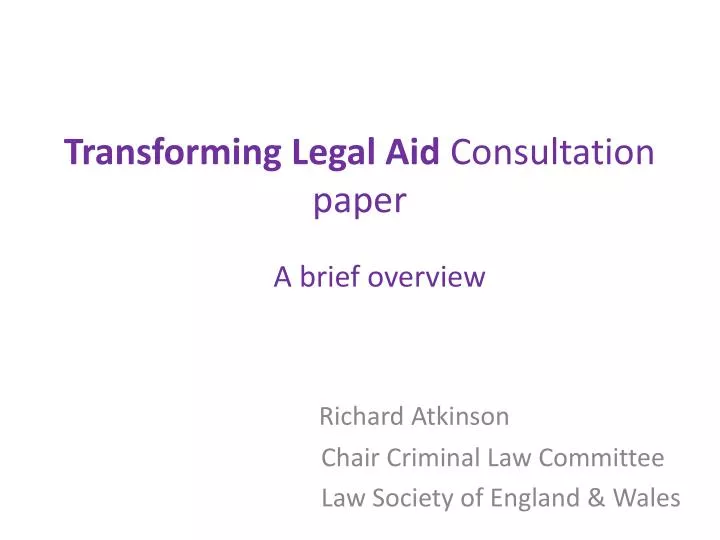 transforming legal aid consultation paper