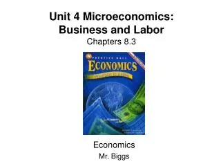 Unit 4 Microeconomics: Business and Labor Chapters 8.3