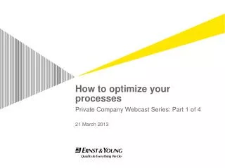How to optimize your processes