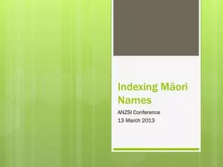 Indexing M?ori Names