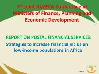 7 th Joint AU/ECA Conference of Ministers of Finance, Planning and Economic Development