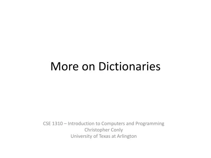 more on dictionaries