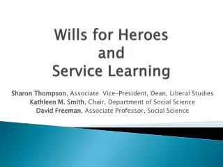 Wills for Heroes and Service Learning