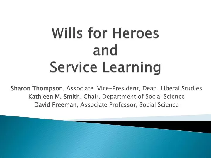 wills for heroes and service learning