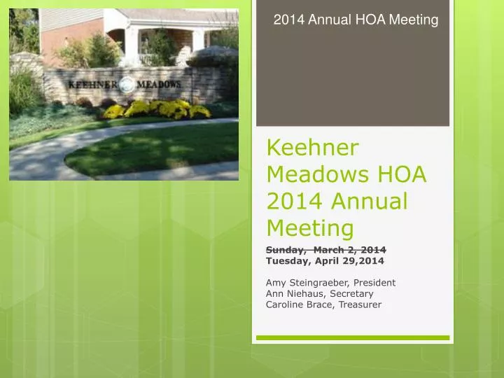 keehner meadows hoa 2014 annual meeting