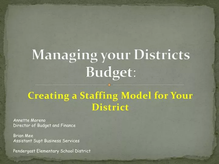 managing your districts budget