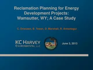 Reclamation Planning for Energy Development Projects: Wamsutter, WY; A Case Study