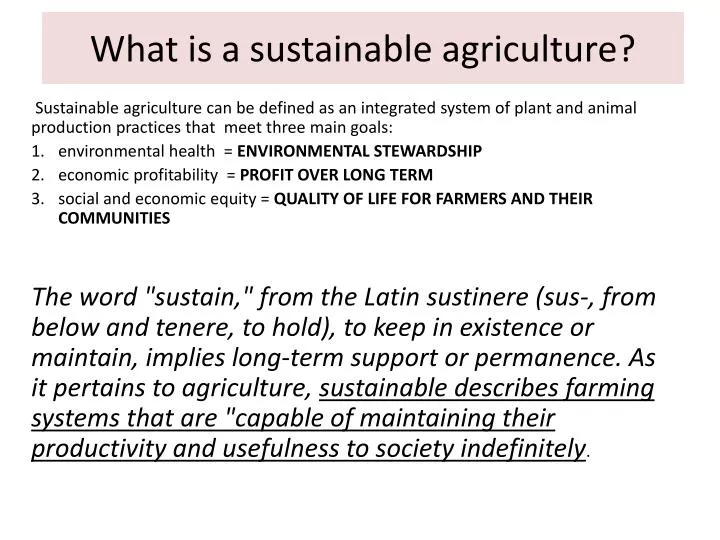 what is a sustainable agriculture