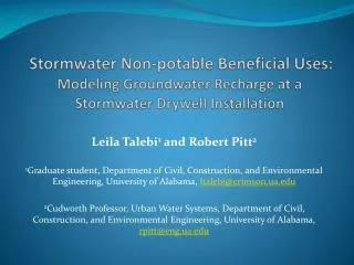 Stormwater Non-potable Beneficial Uses: Modeling Groundwater Recharge at a Stormwater Drywell Installation