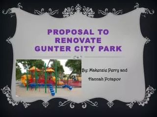 Proposal to Renovate Gunter City Park