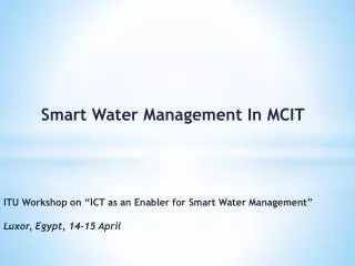 Smart Water Management In MCIT
